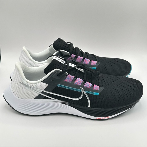 Men Nike Pegasus 38 Road Running Shoes Black/White/Blue/Silver CW7356-003 Sz 12 - Picture 4 of 12